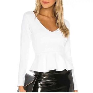 Susana Monaco Long Sleeve Peplum Blouse in Black
Color:White  size small